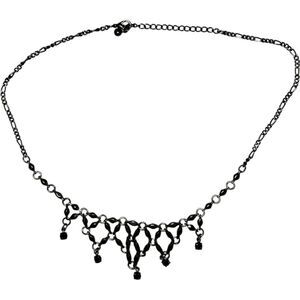 Fashion jewelry Charcoal With Black Gems Choker 17" Length